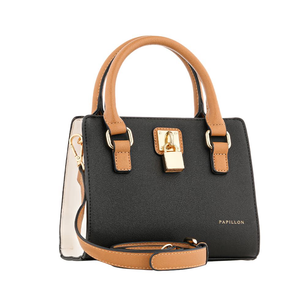 Black and store beige handbag