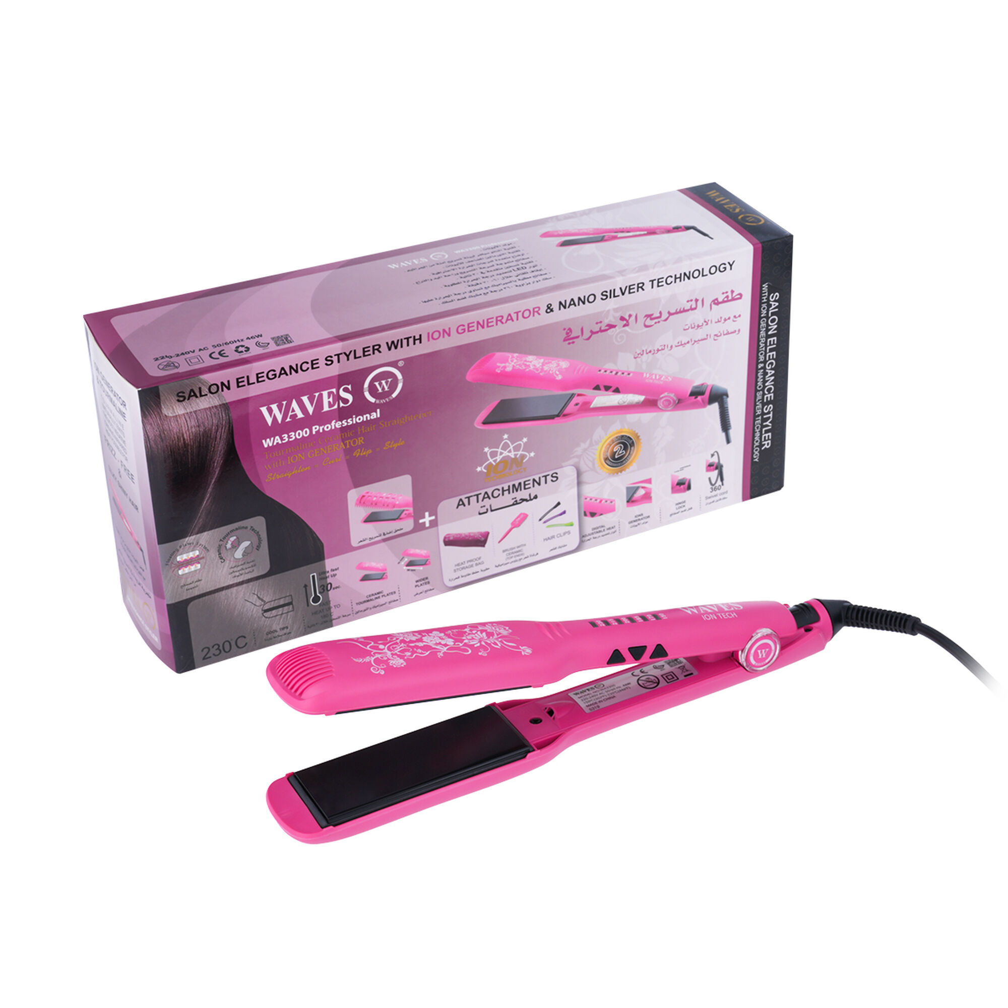 سيراميك الشعر ويفز WA3300-Kit/Pink